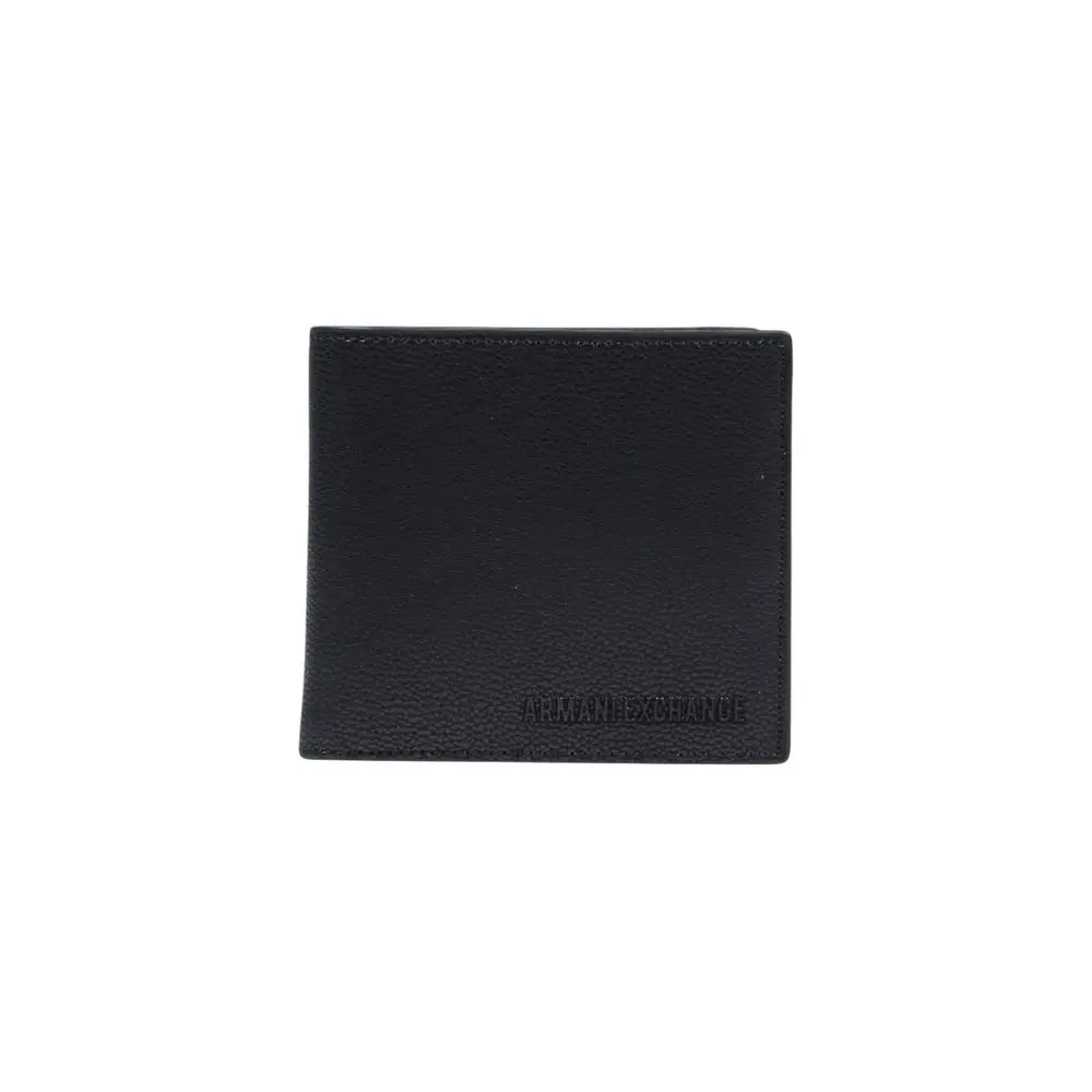 Portefeuille armani exchange noir en cuir avec logo embossé en polyester pour usage quotidien