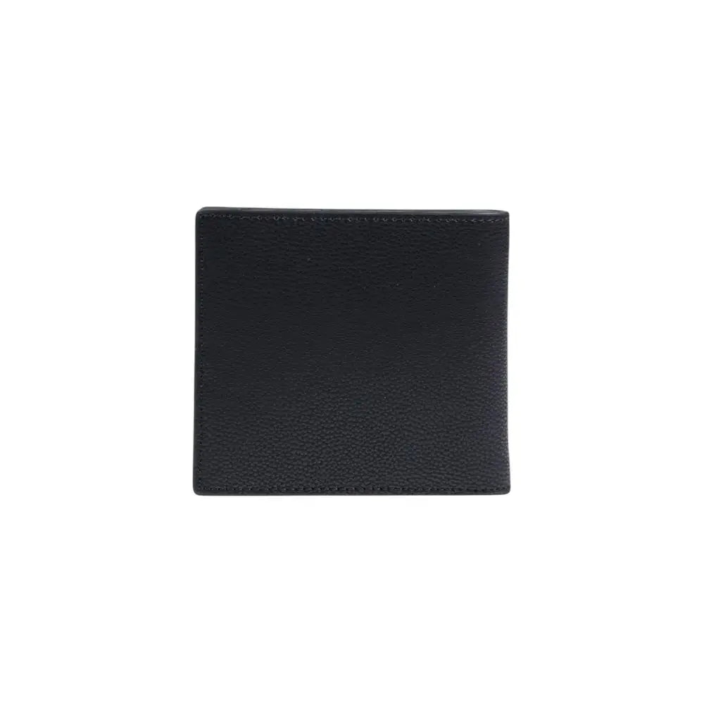 Portefeuille armani exchange noir en cuir texturé avec couture précise sur les bords