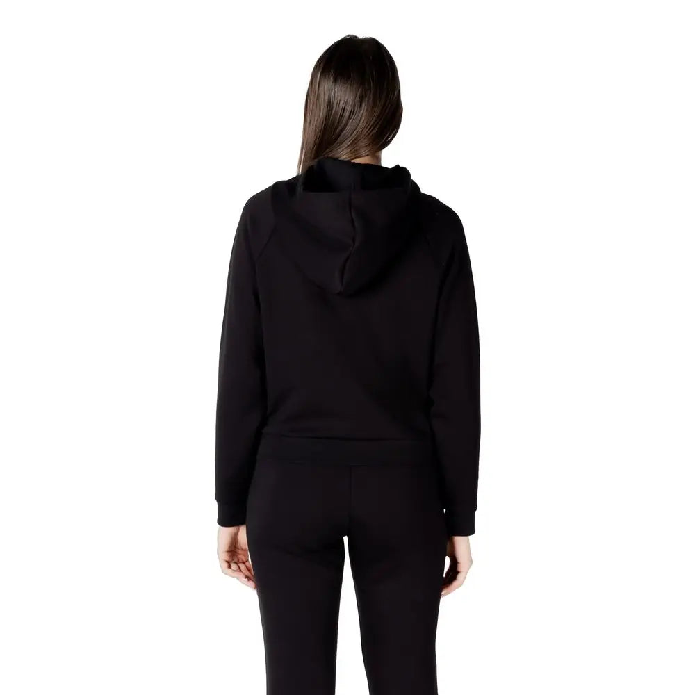 Sweat à capuche noir armanni exchange en viscose avec manches longues et coupe décontractée