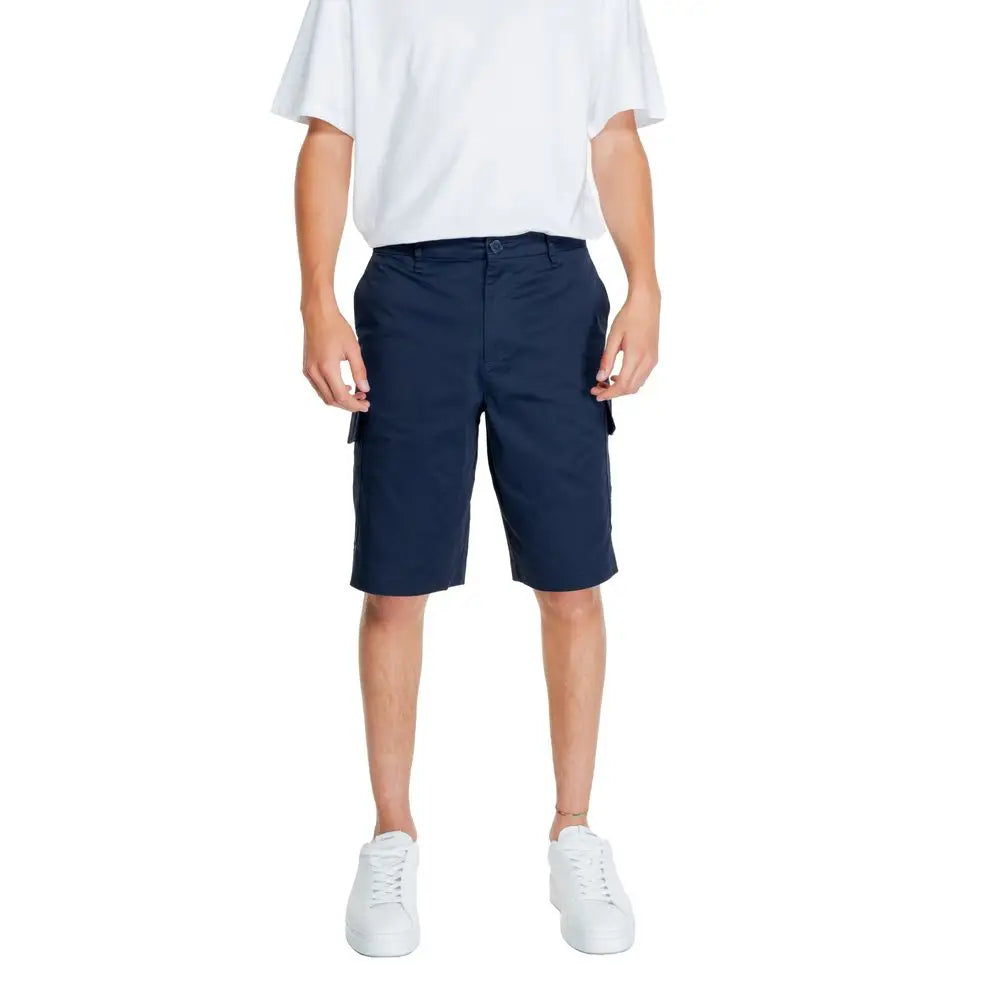 Short bermuda bleu marine en coton armani exchange avec poches latérales et fermeture à boutons