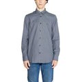 Chemise habillée bleu en coton armani exchange pour homme avec boutonnière grise texturée et logo air brodé