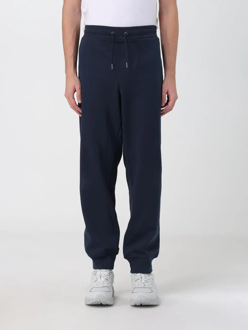 Pantalon de jogging bleu marine armani exchange en coton avec taille à cordon et poignets élastiques pour le sport