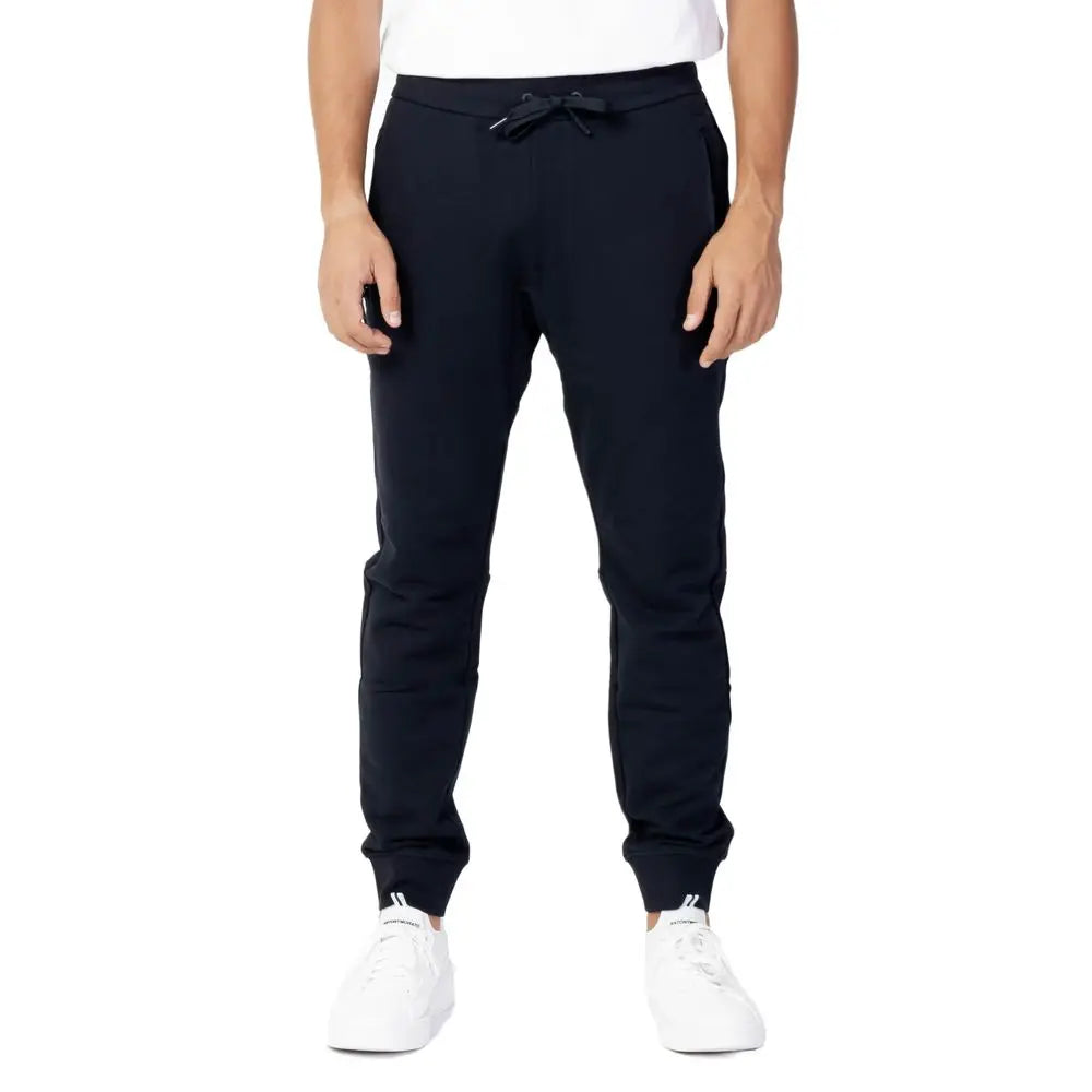 Black armani exchange cotton joggers with drawstring waistband and tapered cuffs for workout use