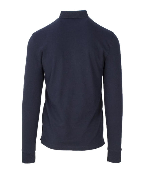 Polo bleu marine à manches longues armani exchange en coton avec col et poignets côtelés