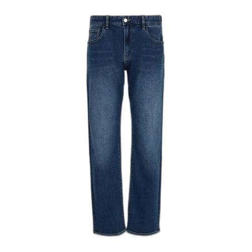 Jean skinny bleu armani exchange en coton avec coupe droite et design classique cinq poches en denim bleu foncé
