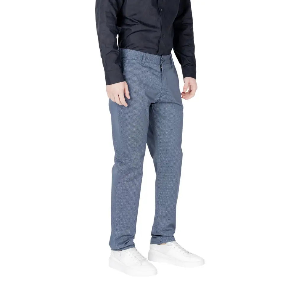 Pantalon skinny bleu en coton armani exchange avec coupe slim et motif subtil en tissu texturé