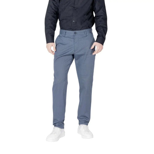 Pantalon chino bleu texturé armani exchange en coton avec motif subtil et coupe classique