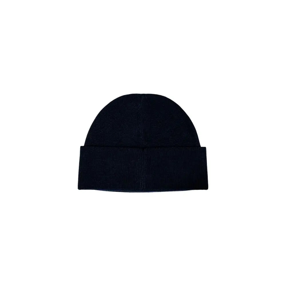 Noir bonnet en maille côtelée avec revers armani exchange blue marabou cap style casquette de baseball