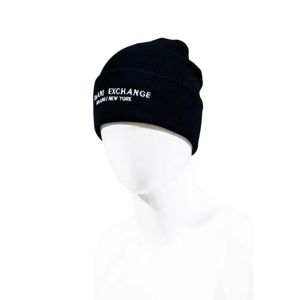 Ar­mani exchange bonnet en maille noir avec broderie blanche exchange et milano new york en polyester