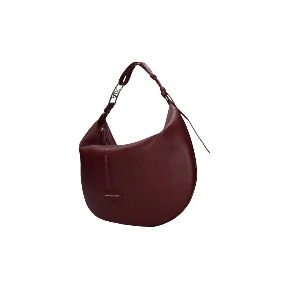 Sac hobo armani exchange bordeaux en polyester avec fermoir métal argenté et détails de bandoulière tressée en cuir
