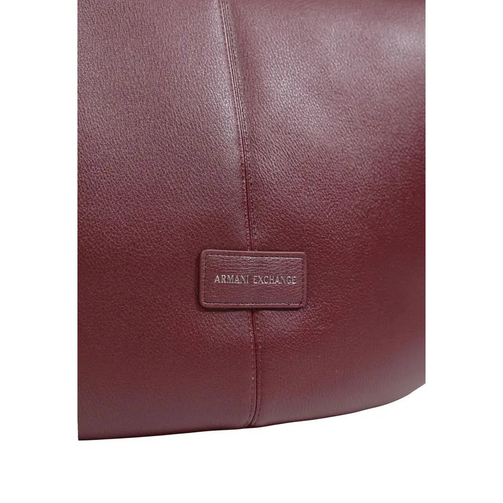 Sac à main armani exchange bordeaux en polyester avec finition texturée et logo embossé en cuir riche bordeaux