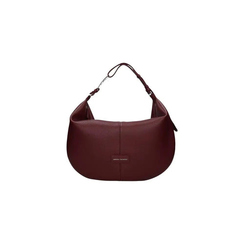 Sac hobo en cuir bordeaux élégant avec design minimaliste et plaque logo armani exchange en polyester
