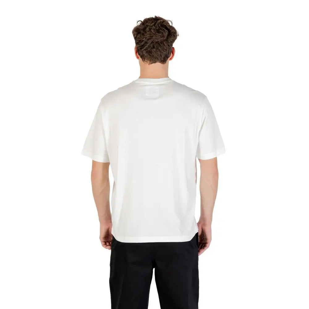 T-shirt en coton crème armani exchange avec col rond simple et manches courtes