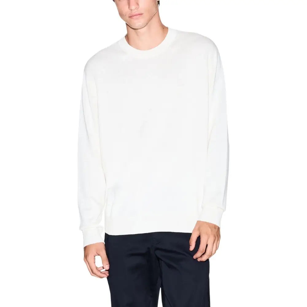 Pull blanc à manches longues en viscose crème armani exchange au design minimaliste doux