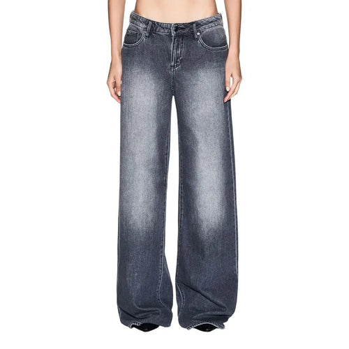 Jeans gris relaxed fit armani exchange en coton avec coupe large et délavage foncé et boutonnière classique