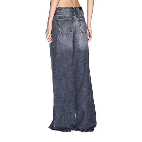 Jean gris en coton armani exchange coupe décontractée avec jambes larges en denim bleu foncé délavé vue arrière