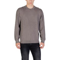Sweatshirt armani exchange gris en polyamide avec motif diamant subtil et poignets côtelés en maille texturée