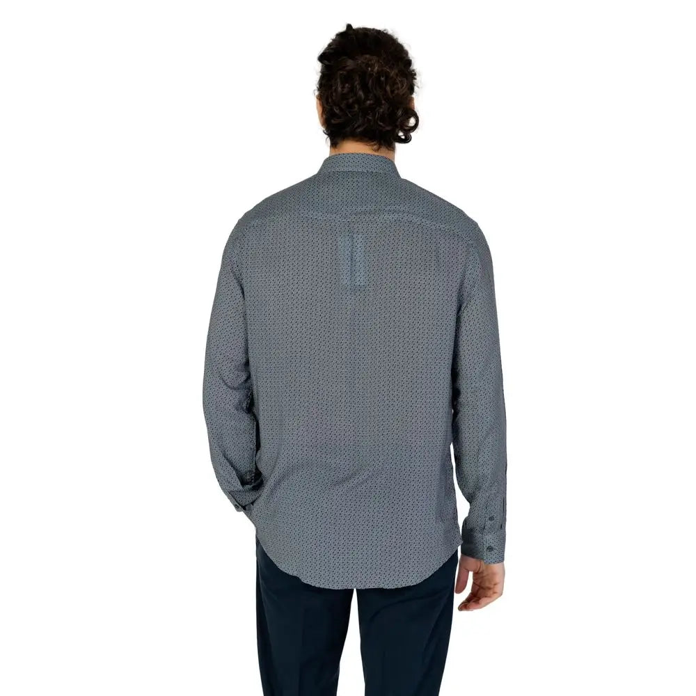Chemise armani exchange grise en viscose avec motif géométrique subtil et coupe boutonnée