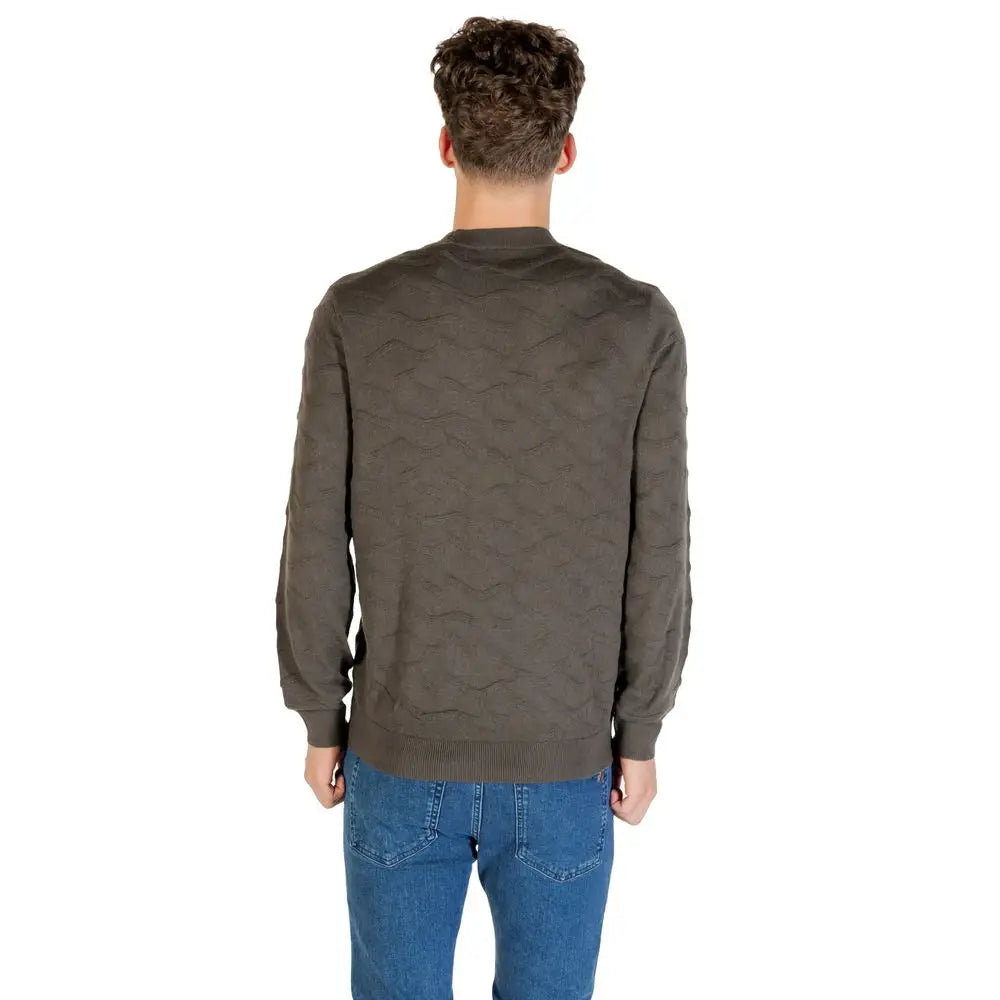 Armani exchange sweat-shirt vert olive en maille avec motif ondulé au dos