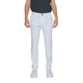 Pantalon blanc en coton armani exchange chino avec coupe ajustée et bouton noir unique à la taille