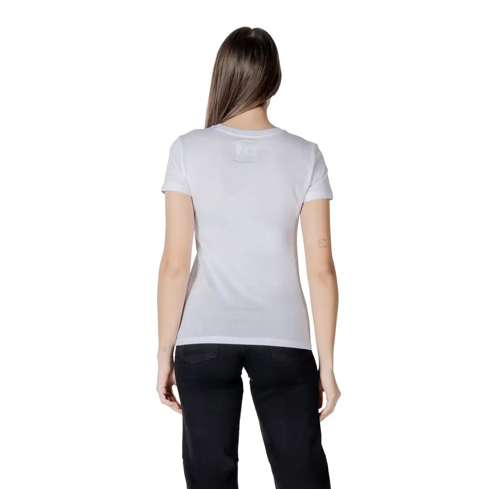 T-shirt blanc à manches courtes en coton armani exchange avec logo discret au niveau du col
