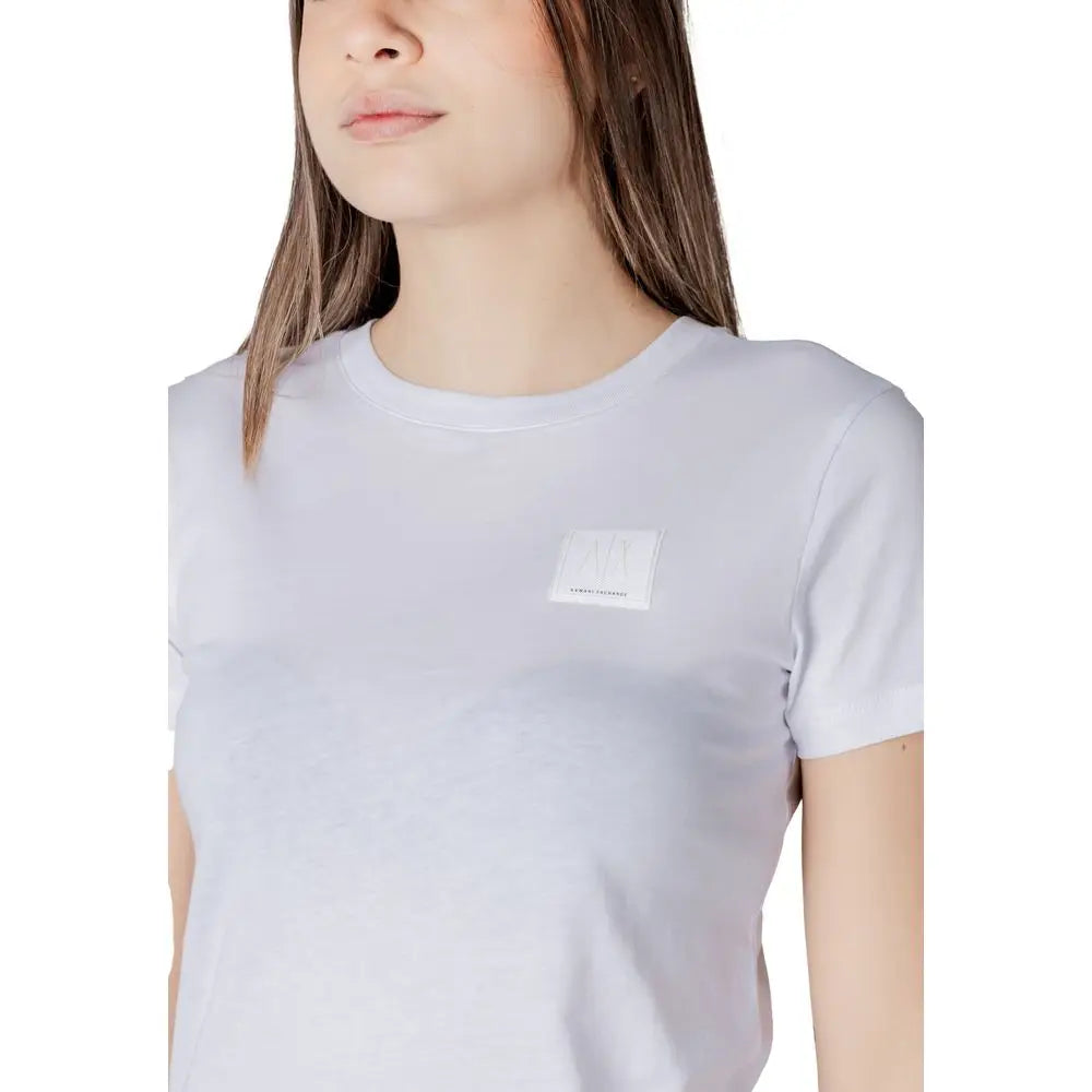 T-shirt blanc en coton armani exchange avec patch rectangulaire et logo sur la poitrine gauche