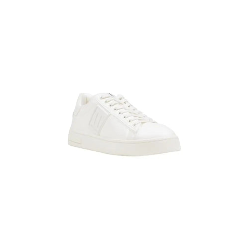 Armani Exchange white polyester low top sneaker with sleek minimalist design and subtle embossed logo on the side