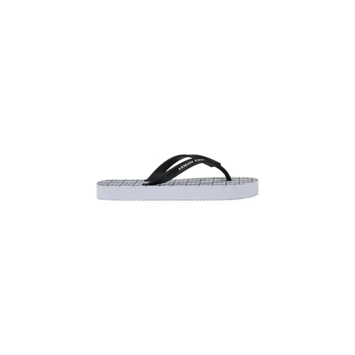 Flip-flop armani exchange blanc en caoutchouc avec semelle à motif quadrillé noir et blanc