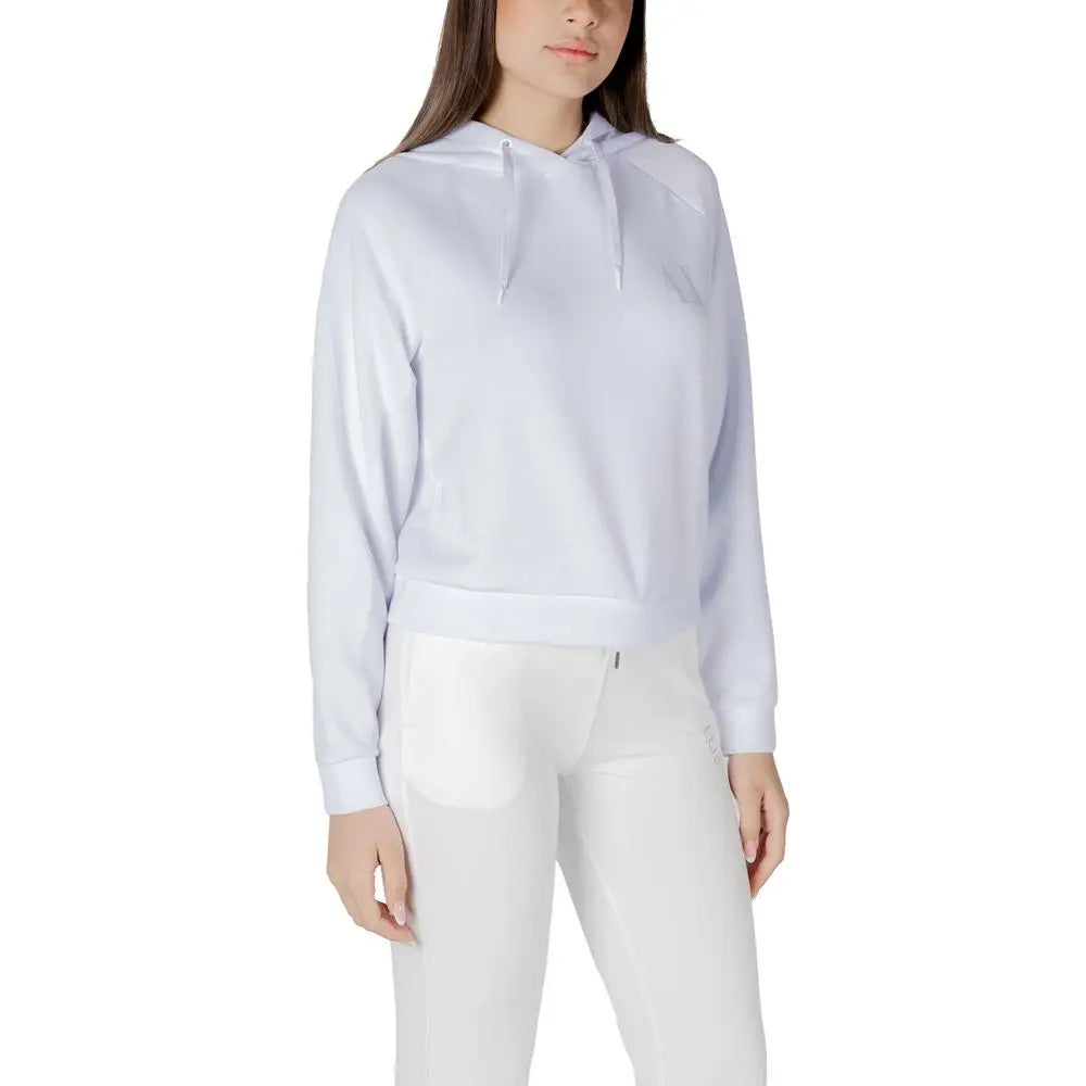 Un sweat à capuche court armani exchange en viscose blanche avec texture subtile et cordons assortis lavande clair