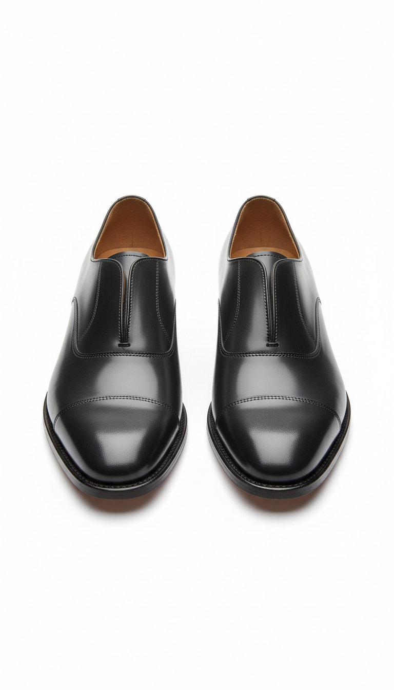 Richelieus en veau glacé poli La Luxence, chaussures élégantes en cuir brillant, vue de face sur fond neutre.