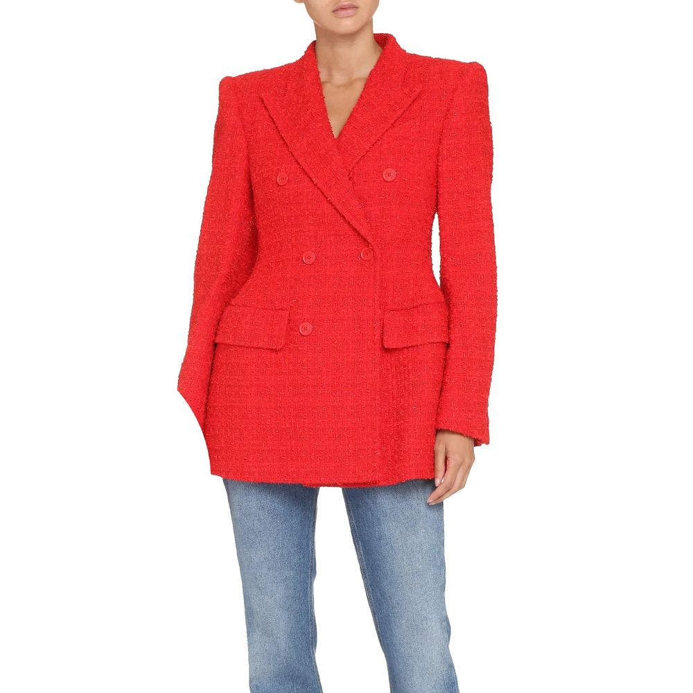 Blazer en coton multicolore de marque Balenciaga, veste élégante avec motifs colorés, vue de face sur fond neutre.