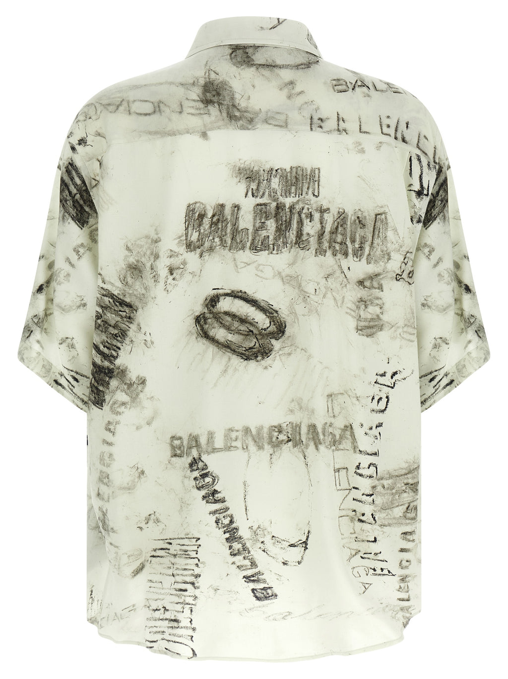 Chemise gris en viscose de Balenciaga, vue de face, avec col élégant et manches longues.