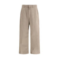 Pantalon beige balenciaga en coton ample avec pli avant subtil pour un style décontracté et minimaliste
