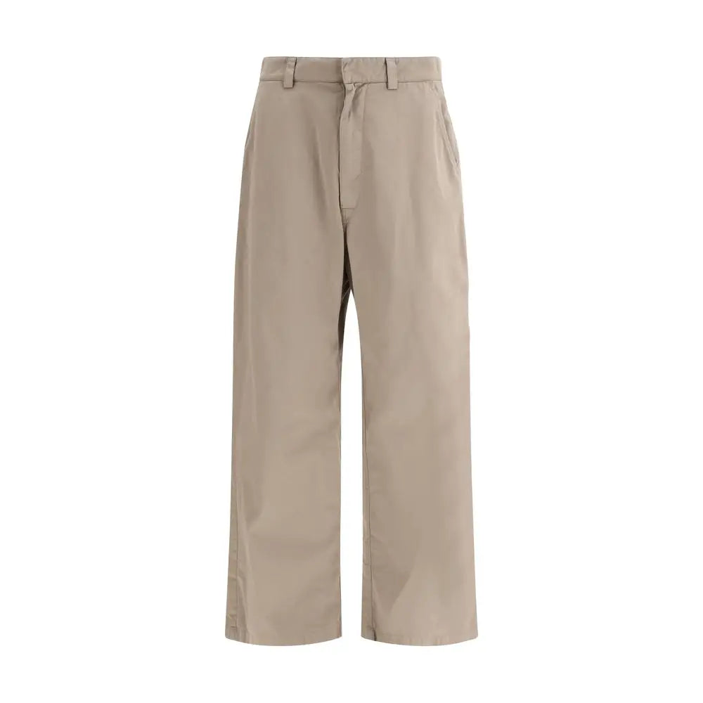 Pantalon beige balenciaga en coton ample avec pli avant subtil pour un style décontracté et minimaliste