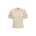 T-shirt beige balenciaga en coton avec logo brodé noir paris france et manches courtes