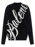 Cardigan en coton bicolore balenciaga noir avec logo balenciaga blanc en écriture cursive diagonale sur le devant