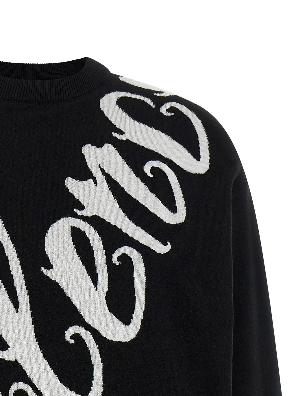 Cardigan en coton bicolore balenciaga noir avec logo cursif blanc audacieux sur la poitrine