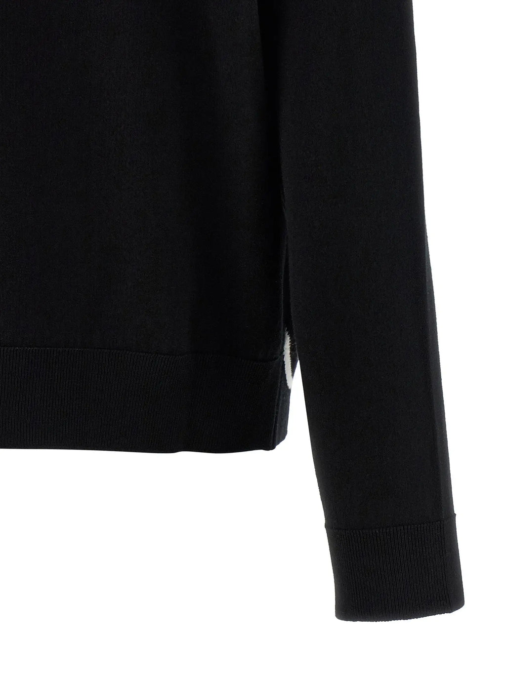 Cardigan balenciaga bicolor en coton noir avec poignets et ourlet côtelés et logo blanc discret sur la couture côté