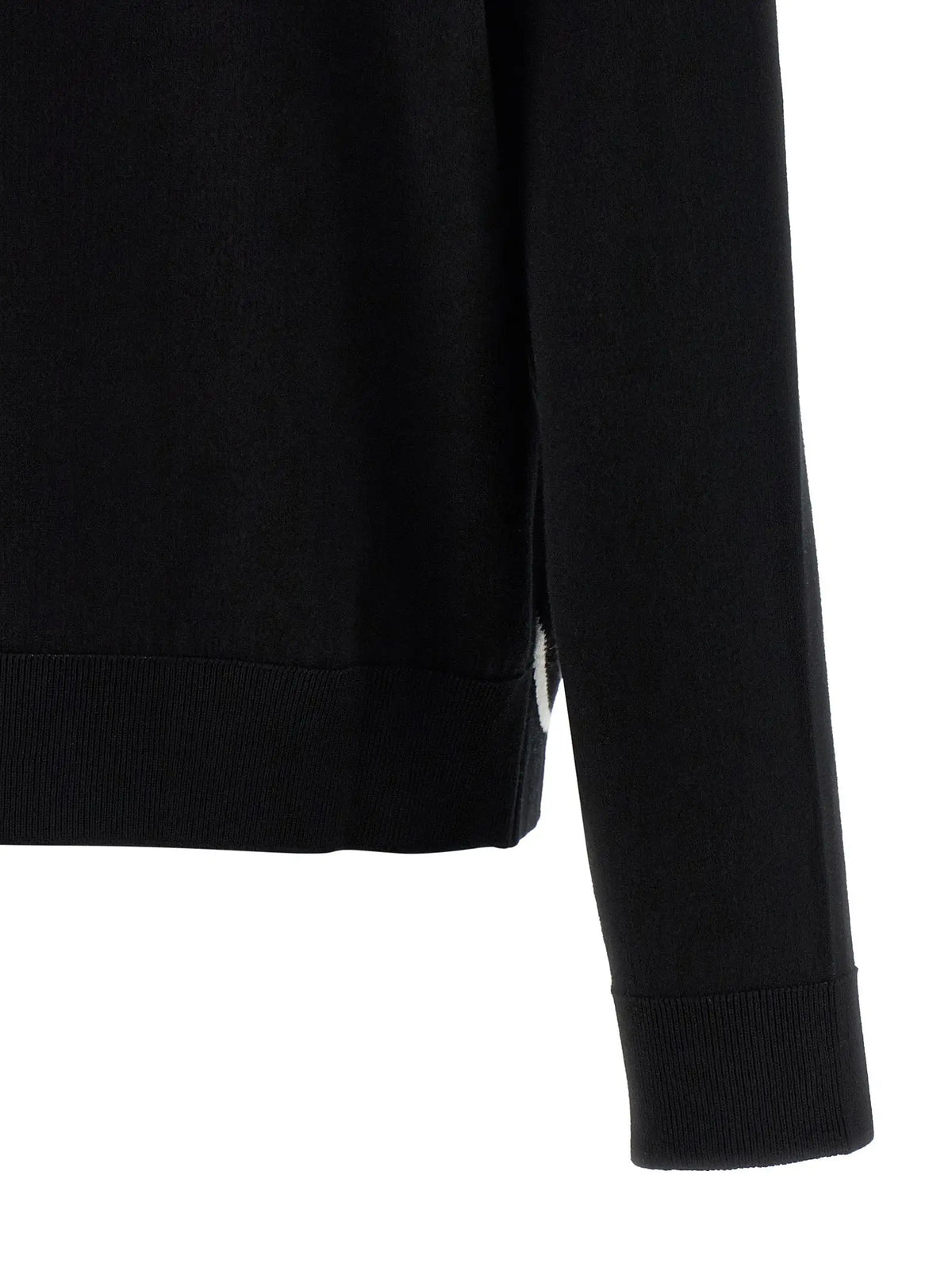 Cardigan balenciaga bicolor en coton noir avec poignets et ourlet côtelés et logo blanc discret sur la couture côté