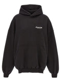 Sweat à capuche oversize noir en coton balenciaga avec broderies blanches beverly hills et balenciaga sur la poitrine