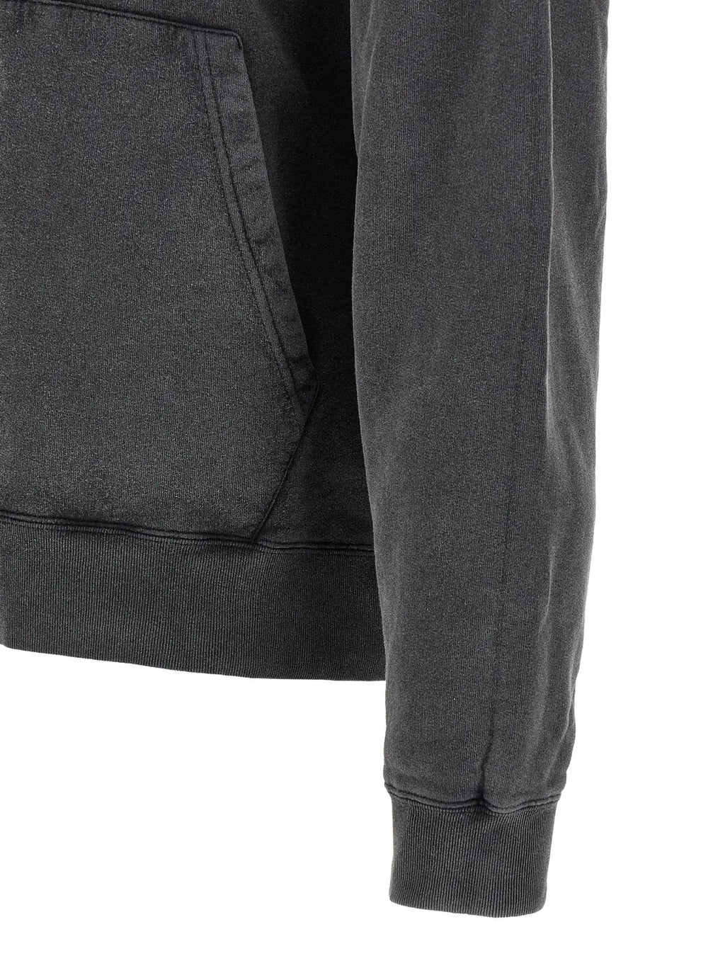 Sweatshirt balenciaga bicolor en coton gris foncé avec texture délavée subtile et poignets côtelés en maille