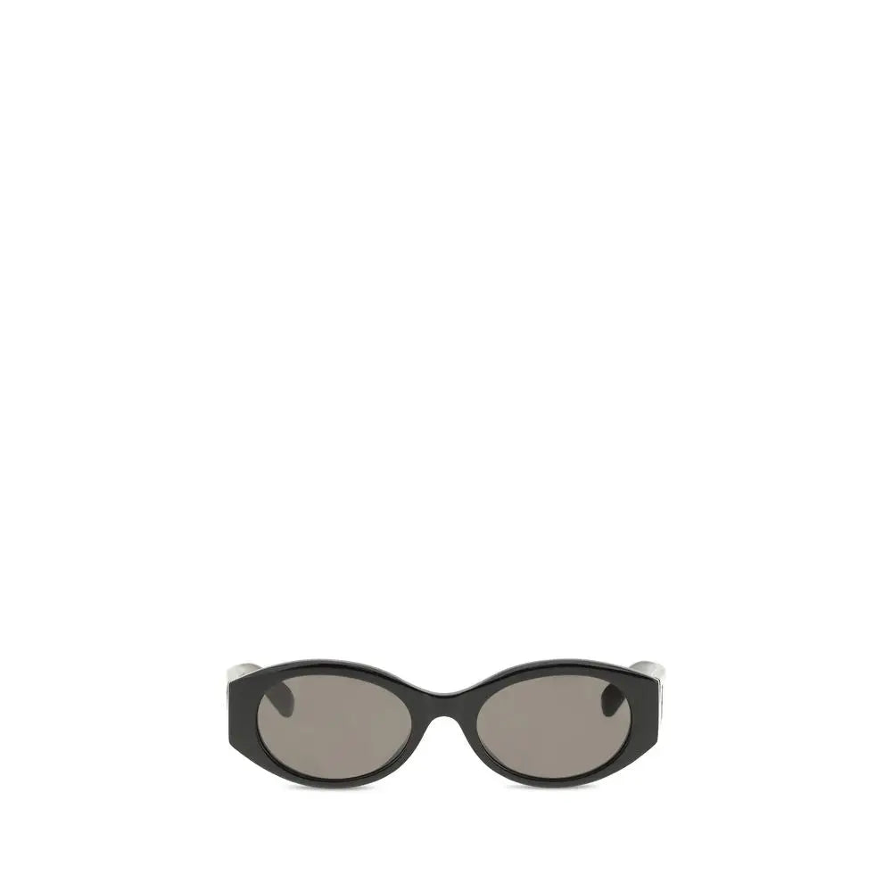 Lunettes de soleil balenciaga noires en acétate avec verres gris foncé ovales au design moderne et épuré