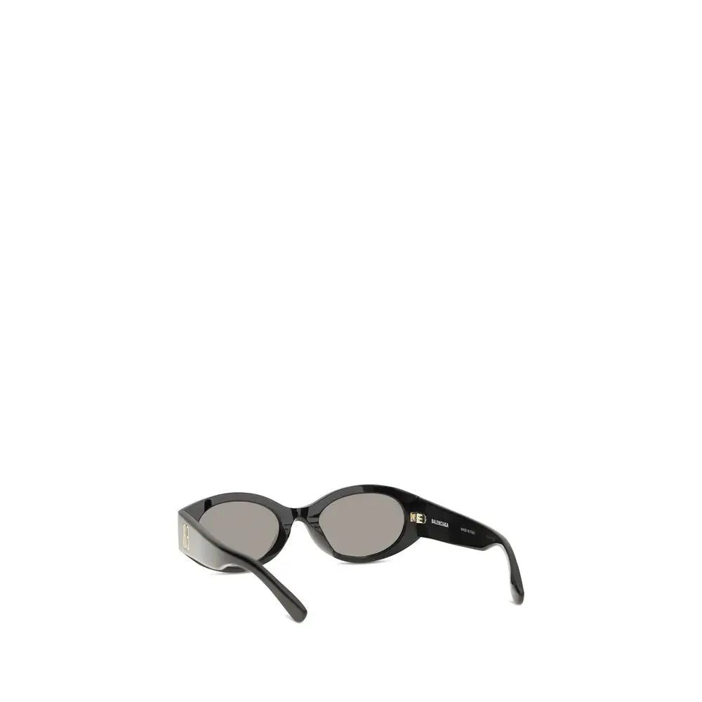 Balenciaga lunettes de soleil noires en acetate avec monture ovale et verres gris