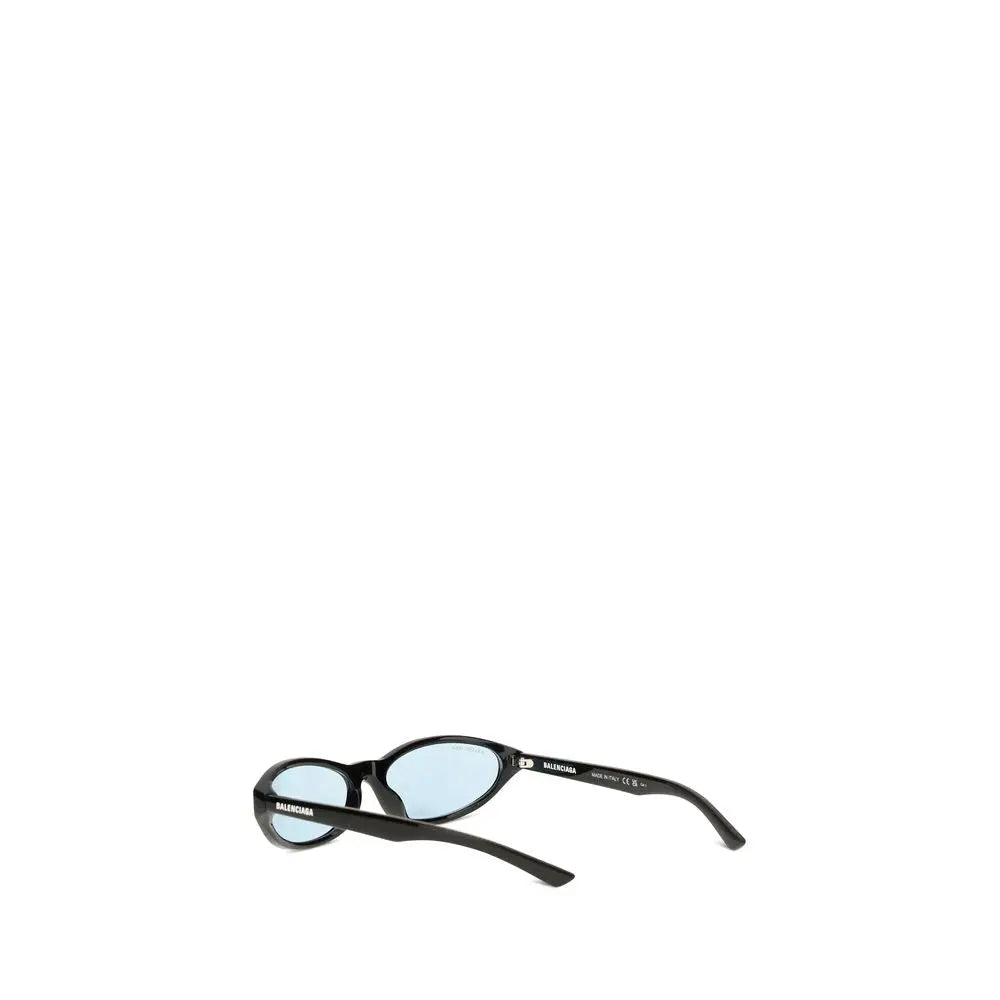 Lunettes de soleil balenciaga noires en acetate avec verres bleu clair modele moderne et epure