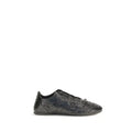 Balenciaga black calf leather bos taurus athletic sneakers in black patent leather with crocodile texture and metallic hardware