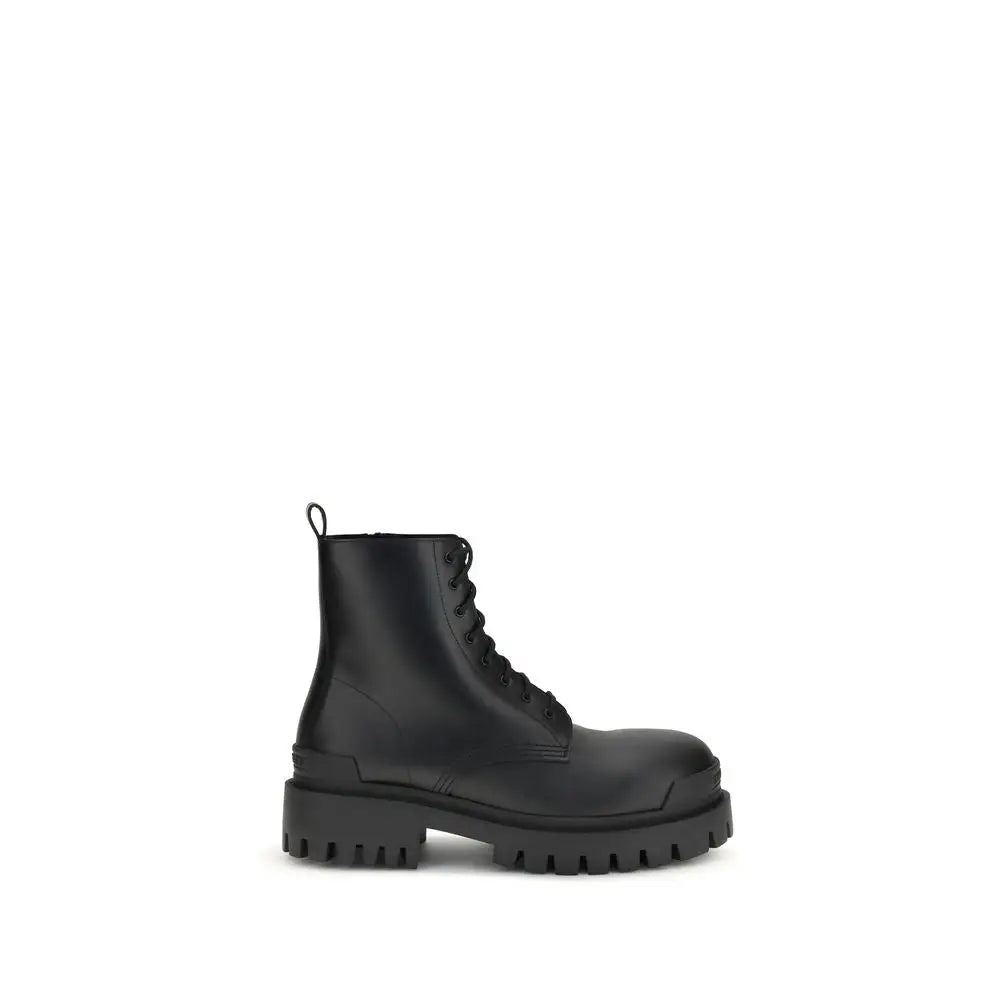 Balenciaga bottes bos taurus noires en cuir de veau avec semelle épaisse et lacets robuste