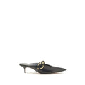 Balenciaga mules bos taurus en cuir de veau noir avec boucle anneau dorée et petit talon