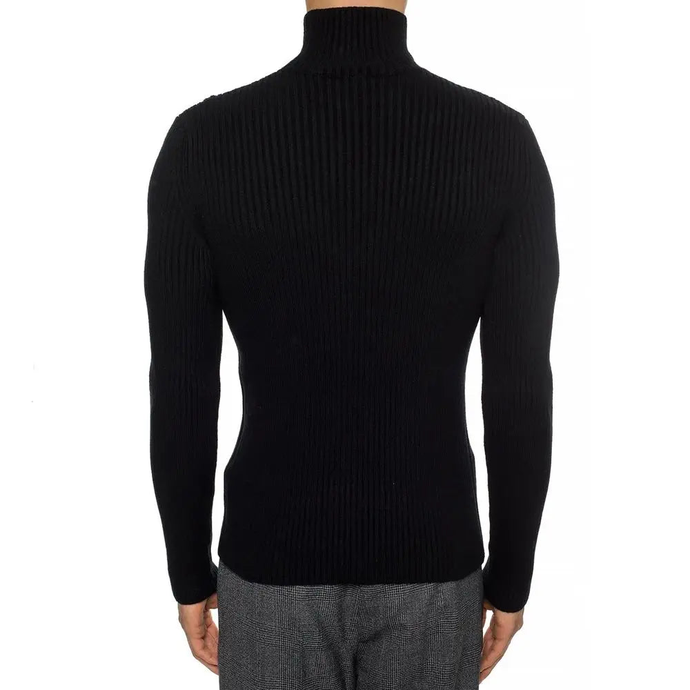 Balenciaga pull à col roulé en cachemire noir côtelé