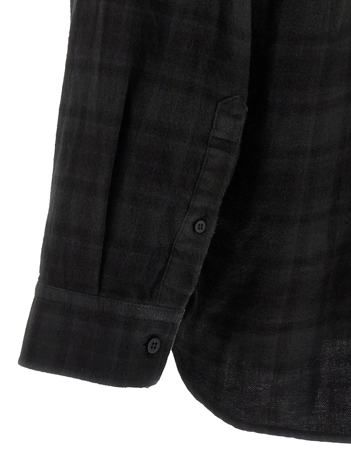 Blouse en coton noir balenciaga avec motif à carreaux noirs et boutons assortis texturés subtils