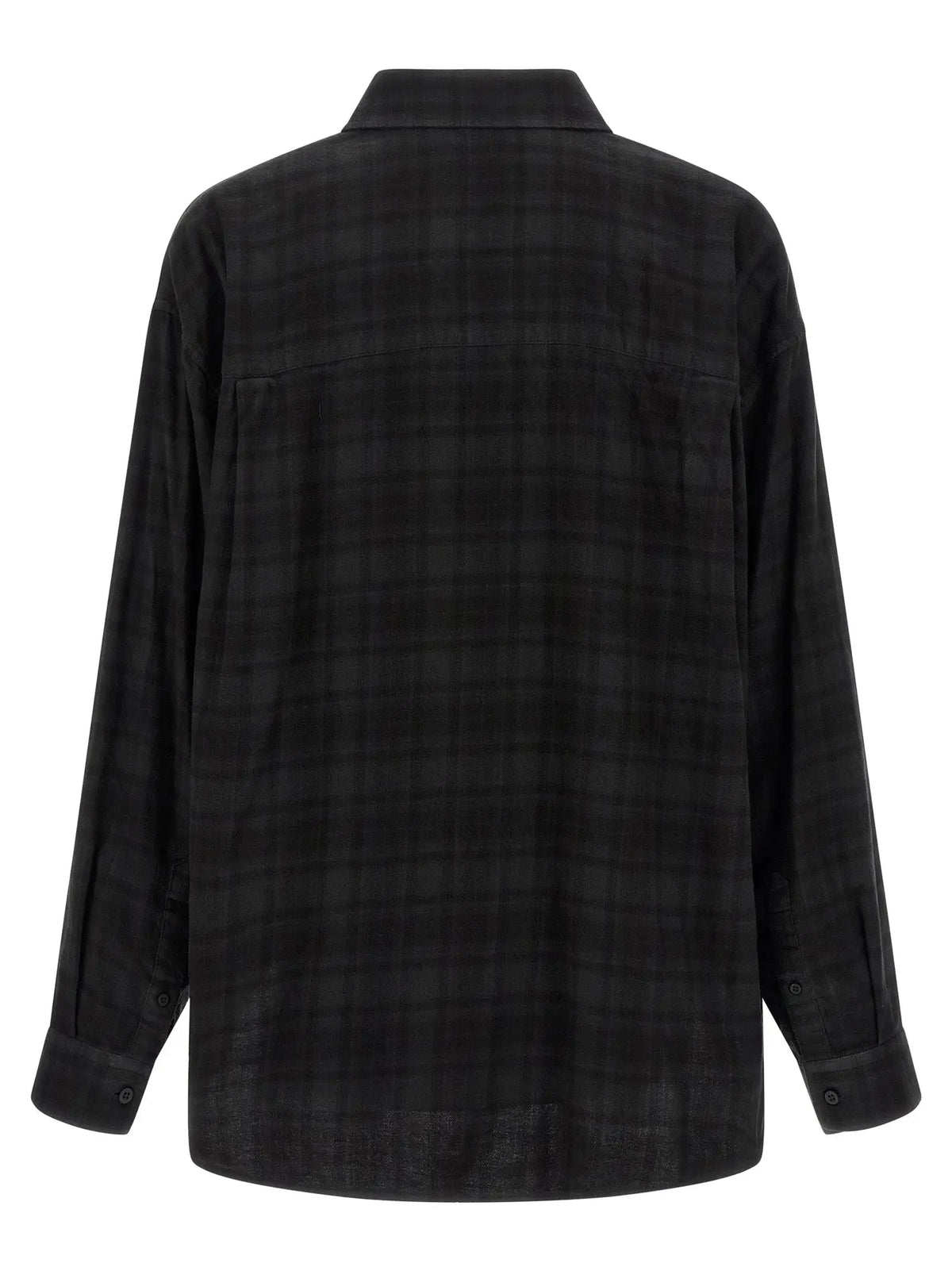 Blouse en coton noire balenciaga à carreaux noirs avec coupe décontractée et poignets boutonnés